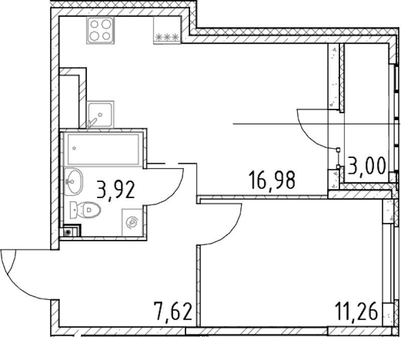 1-комнатная квартира 39.78 м², 9/23 эт., ЖК «Город Первых»